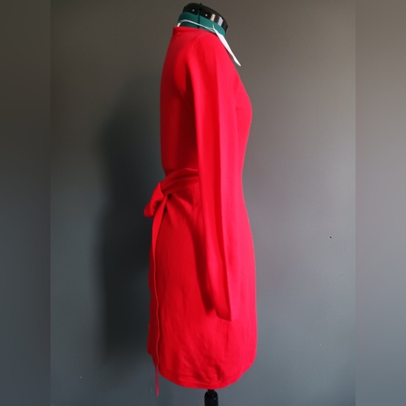 NWT Diane von Furstenberg Cashmere/ Woll Red Wrap Dress Size P - Picture 6 of 10
